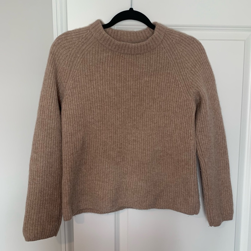 Quince Mongolian Cashmere Fisherman Crewneck Sweater, M